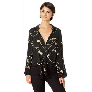 Billabong Clear Days long sleeve tie front top in black size small 4-8